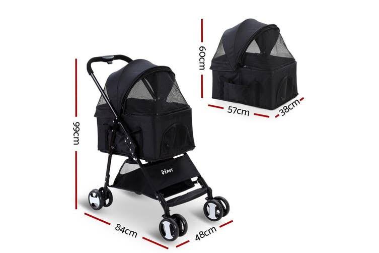 i.Pet Pet Stroller Dog Carrier Foldable Pram 3 in 1 Middle Size Black