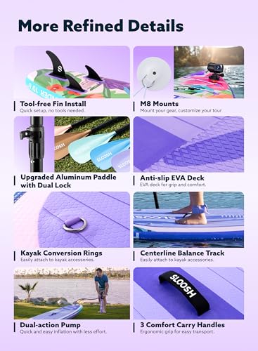 SLOOSH Inflatable Stand Up Paddle Board, 10'6" Inflatable Paddle Boards with Premium Accessories, Non-Slip EVA Deck, Ultra-Light Carry Bag Pump