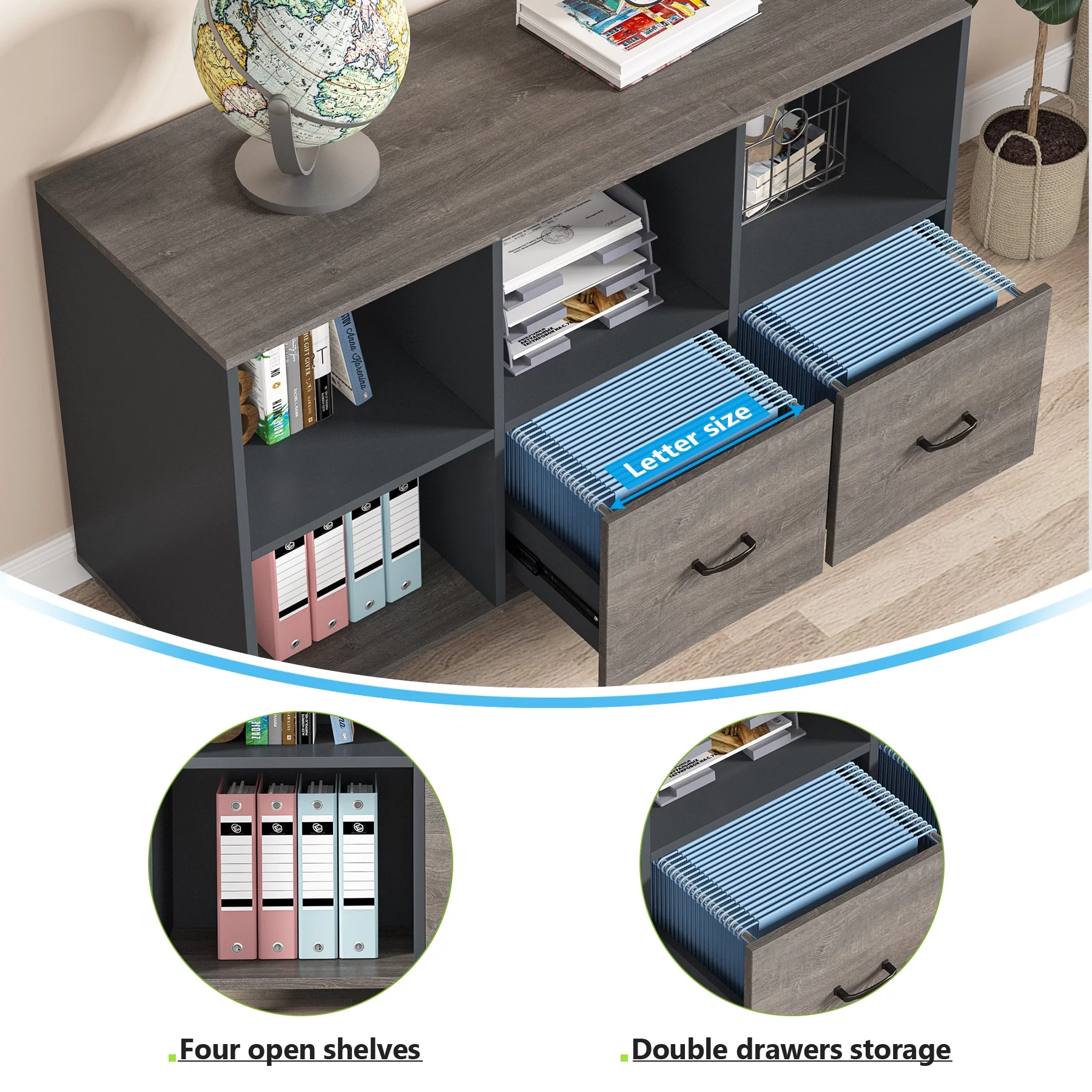 Tribesigns L-Shaped Computer Desk, 55 inches Executive Desk with 43"lateral File Cabinet