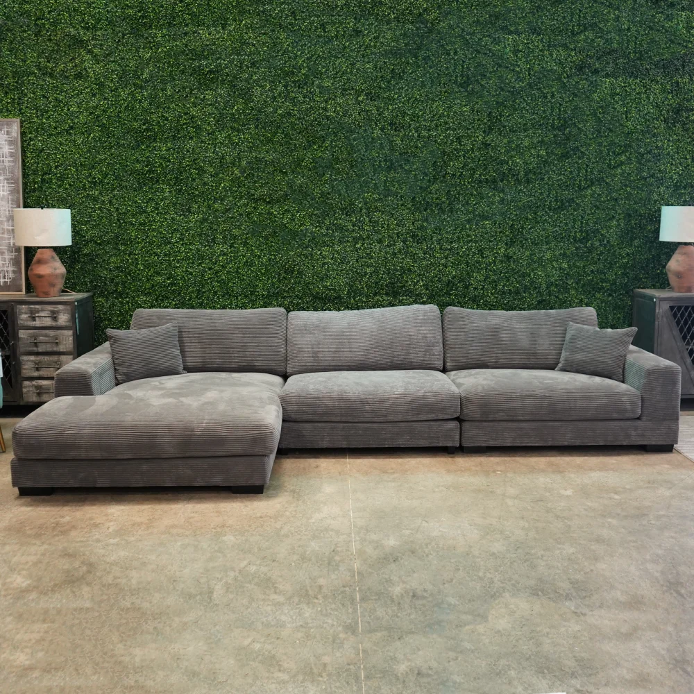 DeeHome Bella Grey Corduroy Left-Facing 3-piece Sectional - Curated Treasures Market