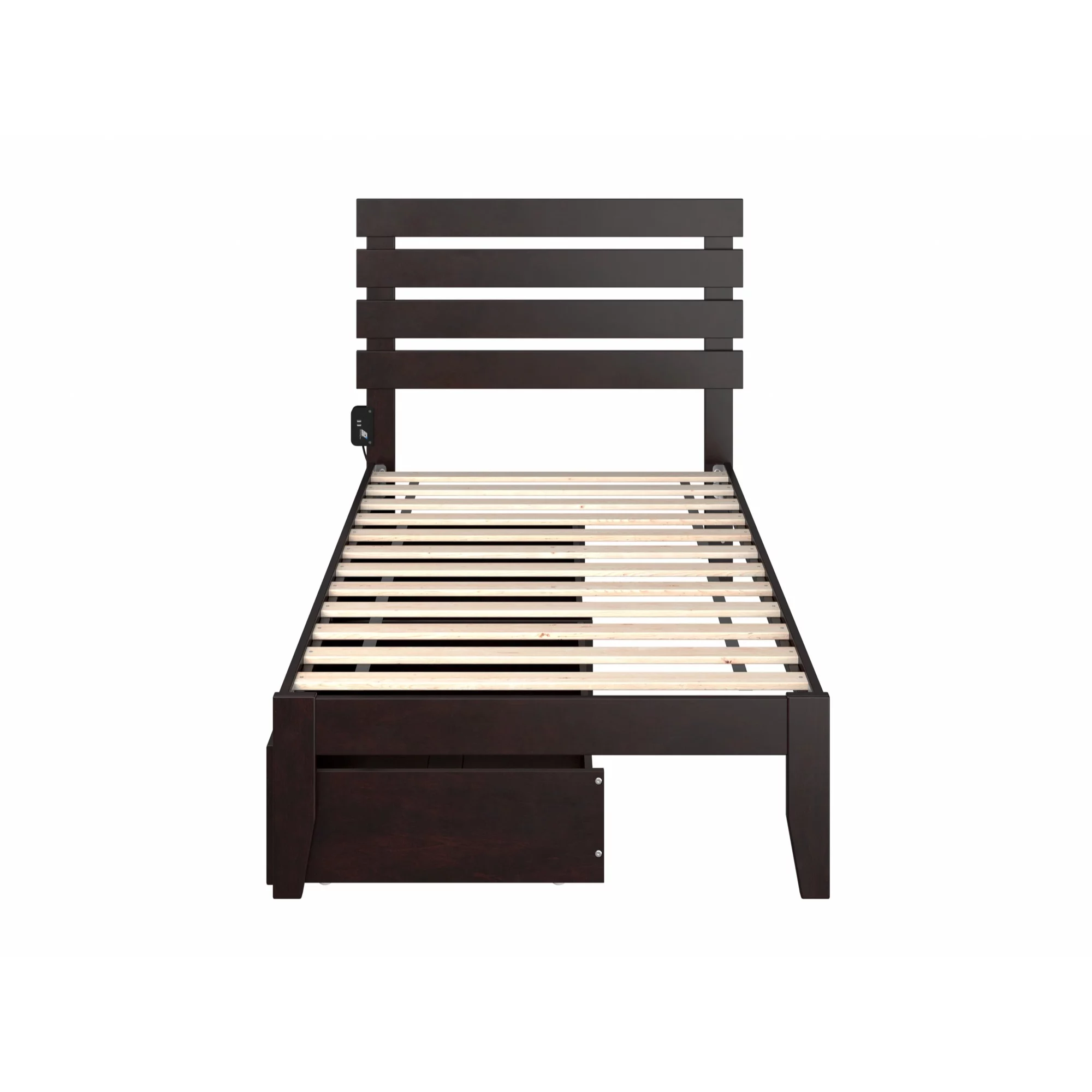 AFI Oxford Modern Wood Twin Bed with 2 Drawers in Espresso