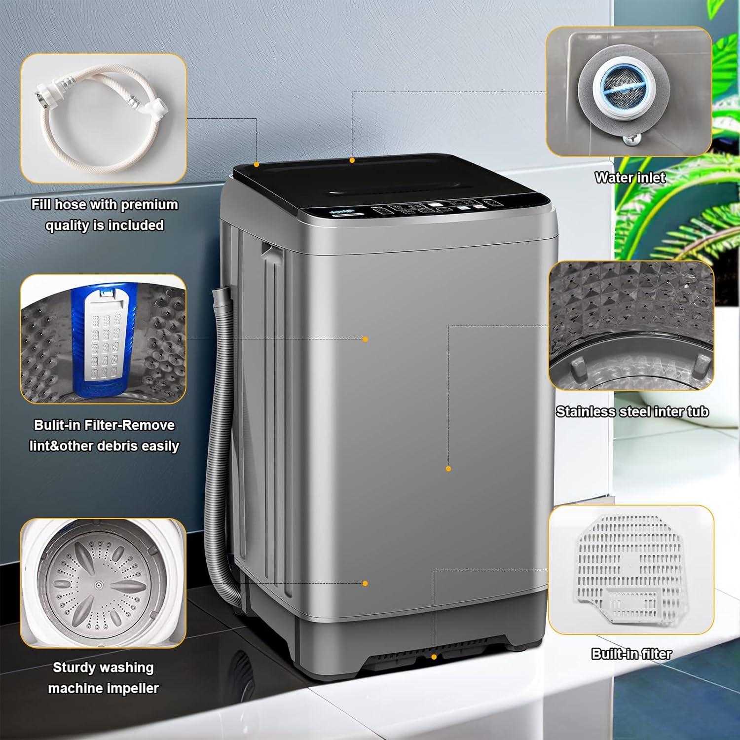 XQB201A-GREY6-002 Washing Machine, Grey - Smart Home Appliances