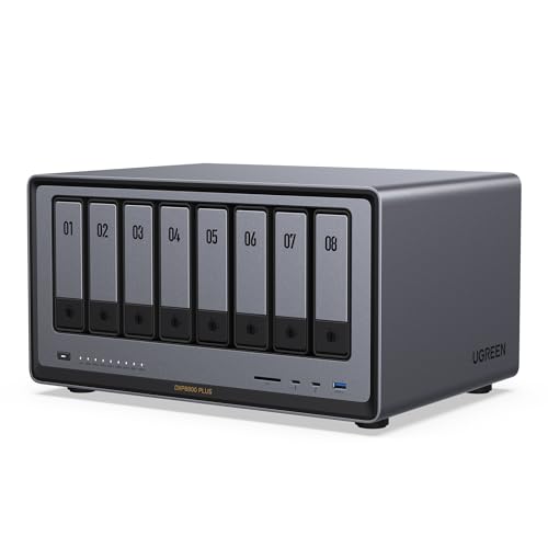 UGREEN NASync DXP8800 Plus 8-Bay Desktop NAS, Intel i5 1235u 10-Core CPU, 8GB DDR5 RAM, 128G SSD, 2 * 10GbE, 2 * M.2 NVMe Slots, 8K HDMI, 2 * TBT4