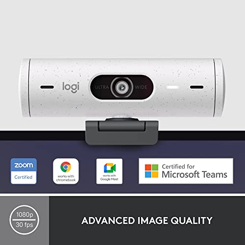 Logitech Brio 500 Full HD Webcam with Auto Light Correction,Show Mode, Dual Noise Reduction Mics, Webcam Privacy Cover, Works with Microsoft Teams