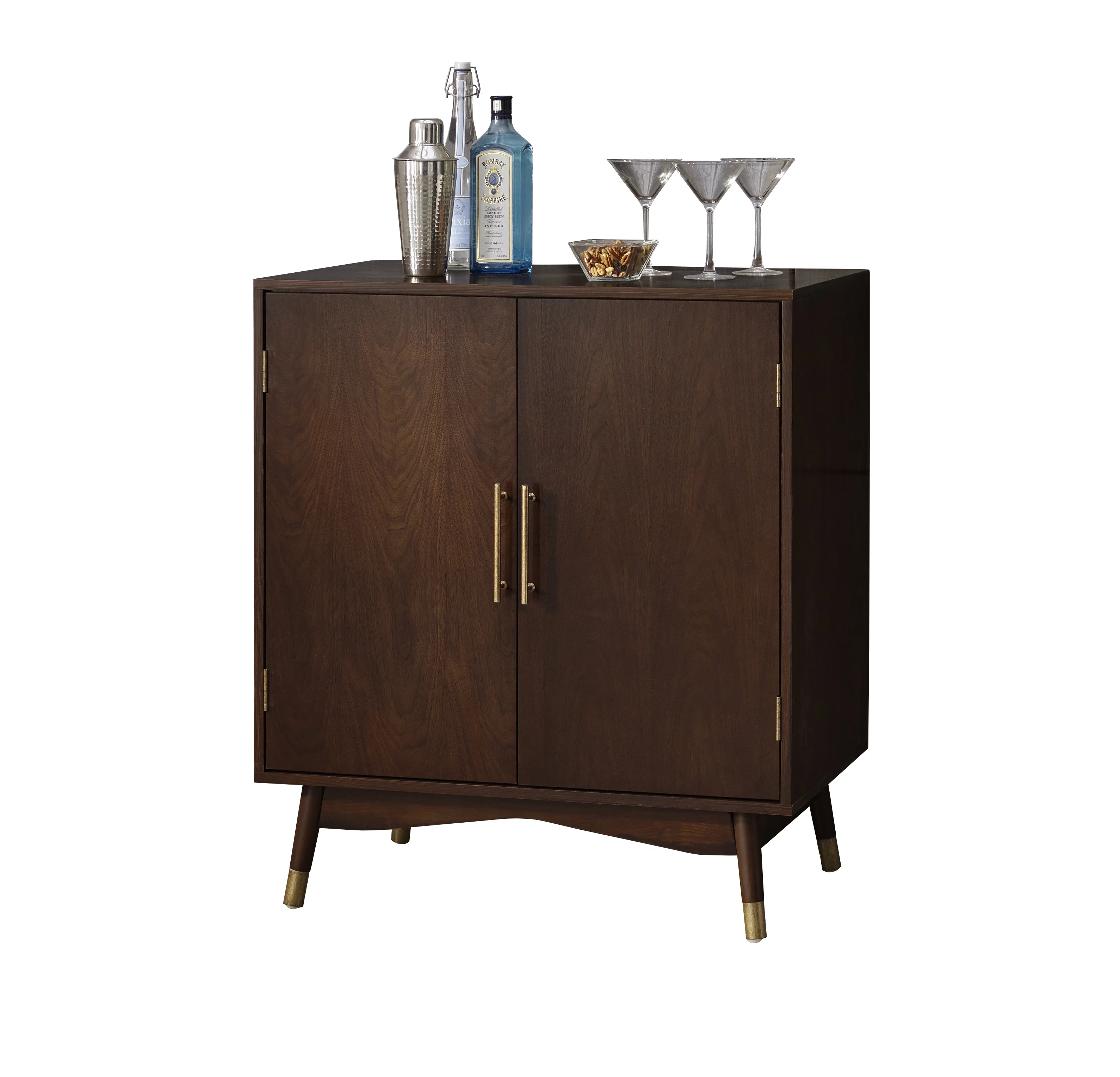 TMS Killian Mid-Century Modern Bar Cabinet, Walnut