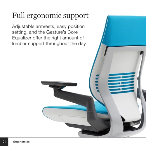 Steelcase Gesture Office Chair - Ergonomic Work Chair with Wheels for Carpet - Comfortable - Intuitive-to-Adjust for Desk - 360-Degree Arms
