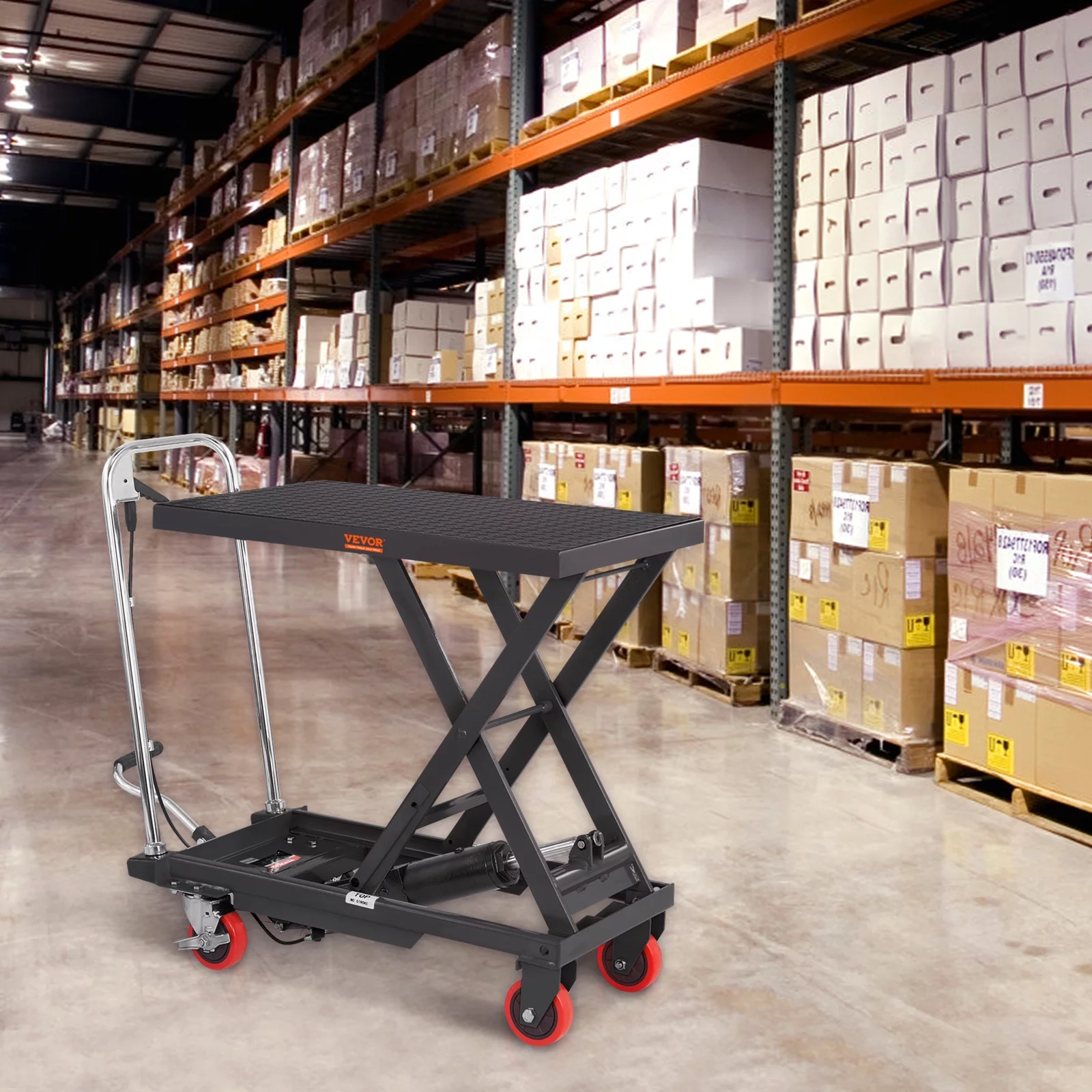 BENTISM Hydraulic Lift Table Cart 500 lbs Manual Scissor Lift Table 28.5" Black - Curated Treasures Market