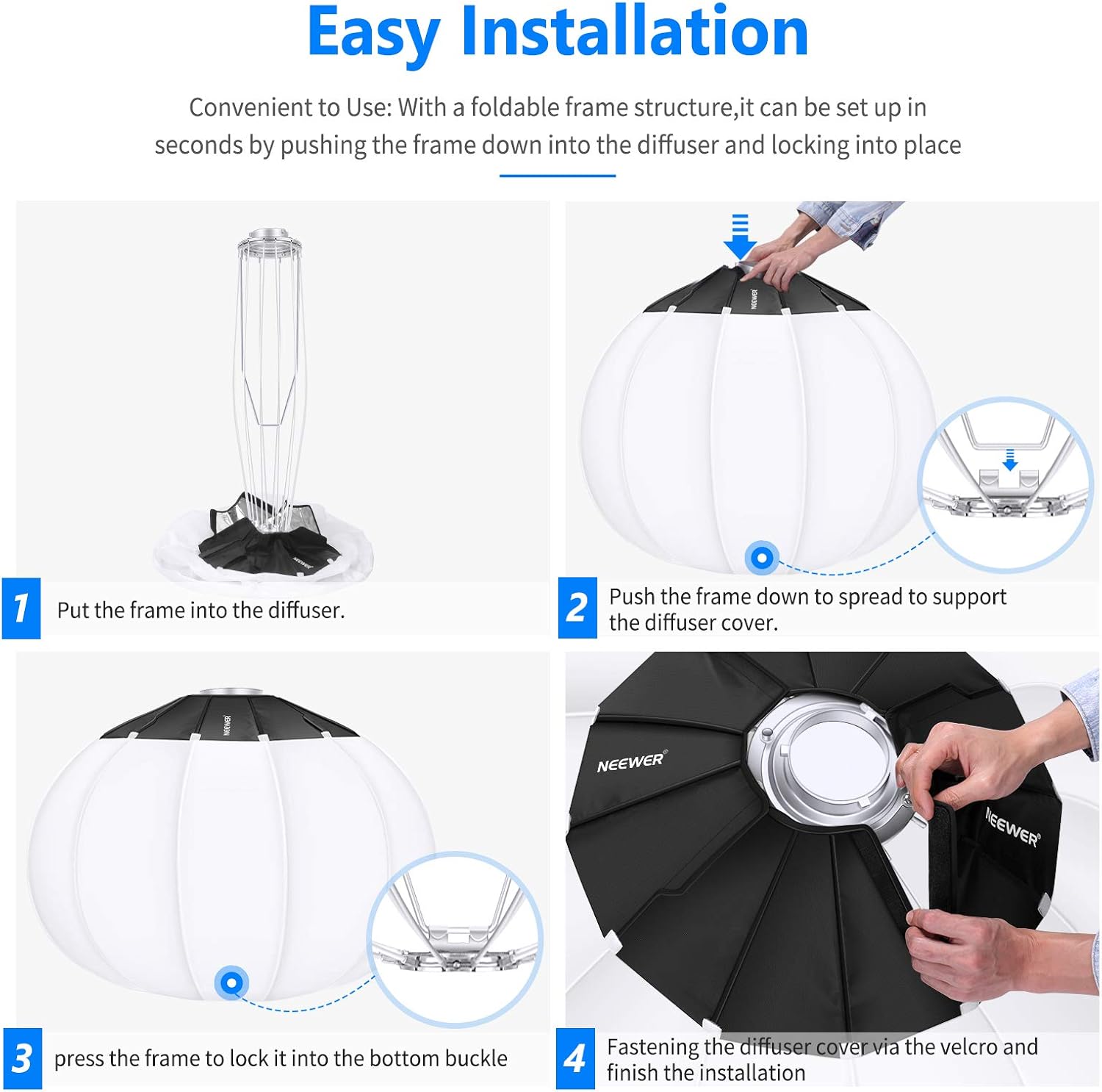 Neewer 34 inches/85cm Lantern Softbox Soft Light Diffuser with Skirt, Compatible with Neewer CB60 CB100 CB150, Aputure 300D II 120D