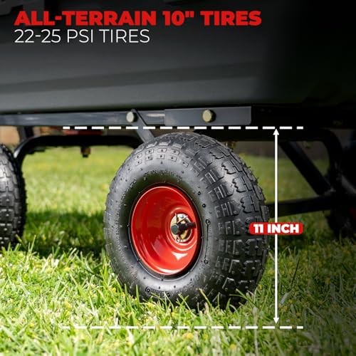 XtremepowerUS 2-in-1 Convertible Handle Heavy Duty Garden Cart Dump Wagon Utility 800-Pound Dump Cart Utility Cart for Yard, Farm 10" Pneumatic Tires