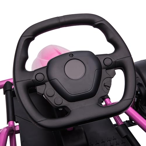 Aosom 24V 8.1 MPH Electric Go Kart, Drifting Car Battery Powered Ride on Toy Outdoor with Slow Start, Music, Horn Honking and Safety Belt