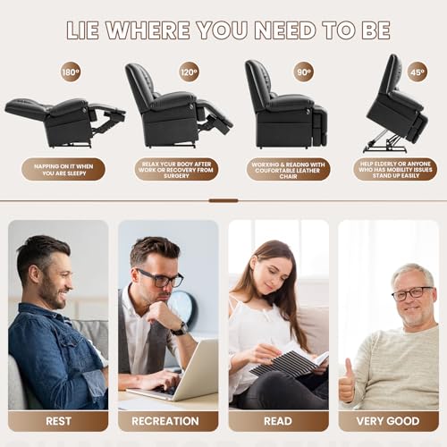 Large Dual Motor Power Lift Recliner Chair with Massage and Heat for Elderly People, Infinite Position,USB Ports and Remote Control