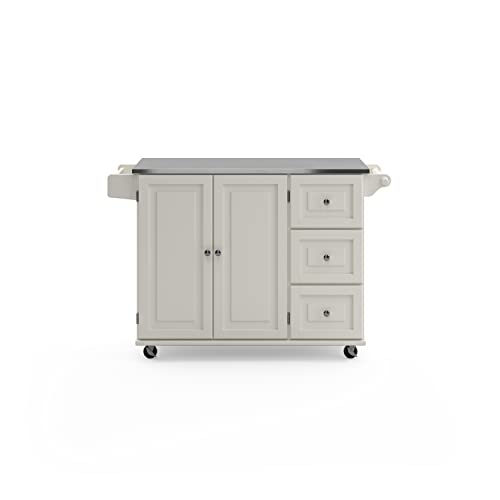 homestyles Mobile Kitchen Island Cart with Stainless Steel Top, Sage Green