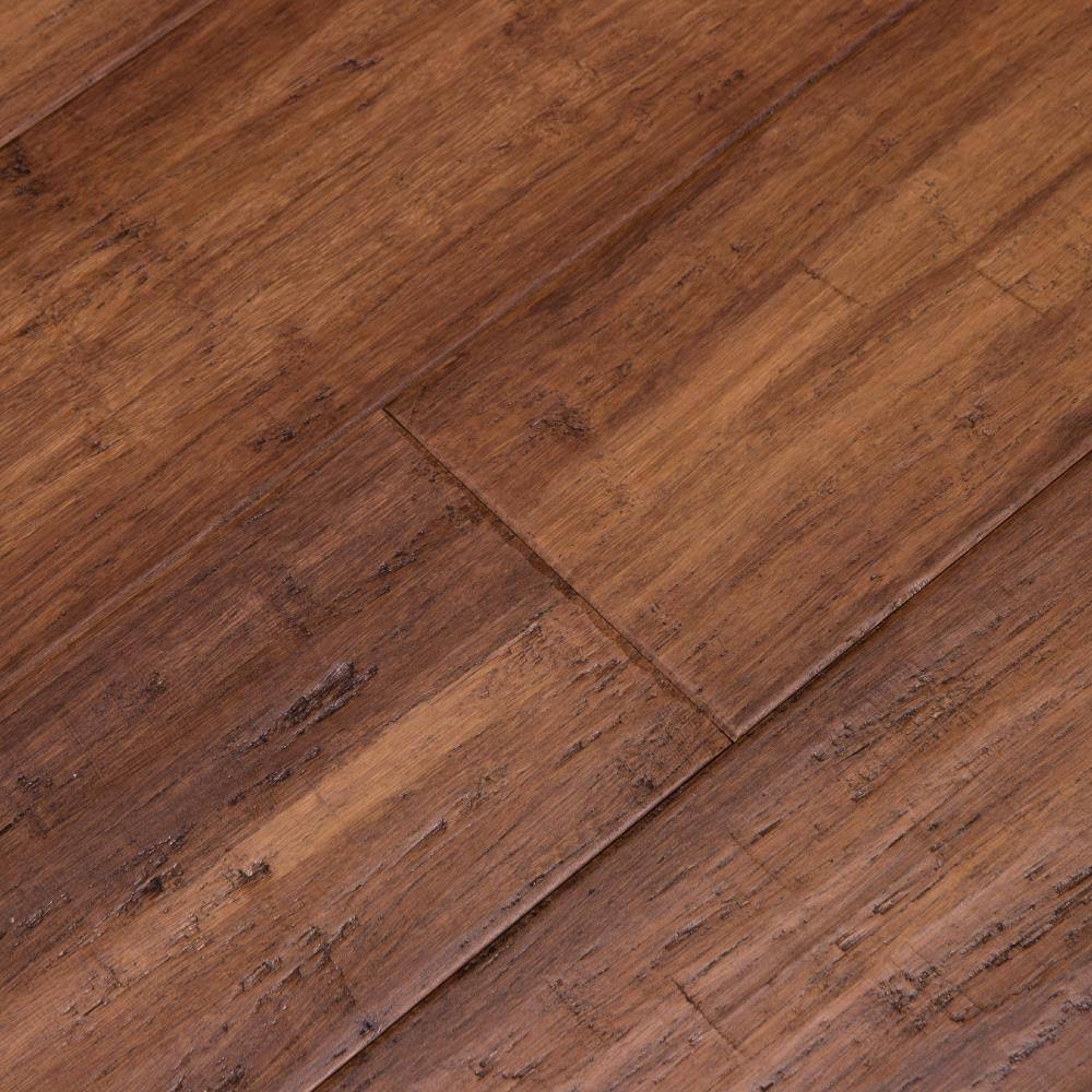 Cali Bamboo Fossilized 5-1/8-in Wide x 9/16-in Thick Bamboo Bourbon Barrel Distressed Solid Hardwood Flooring (25.6-sq ft) in Br