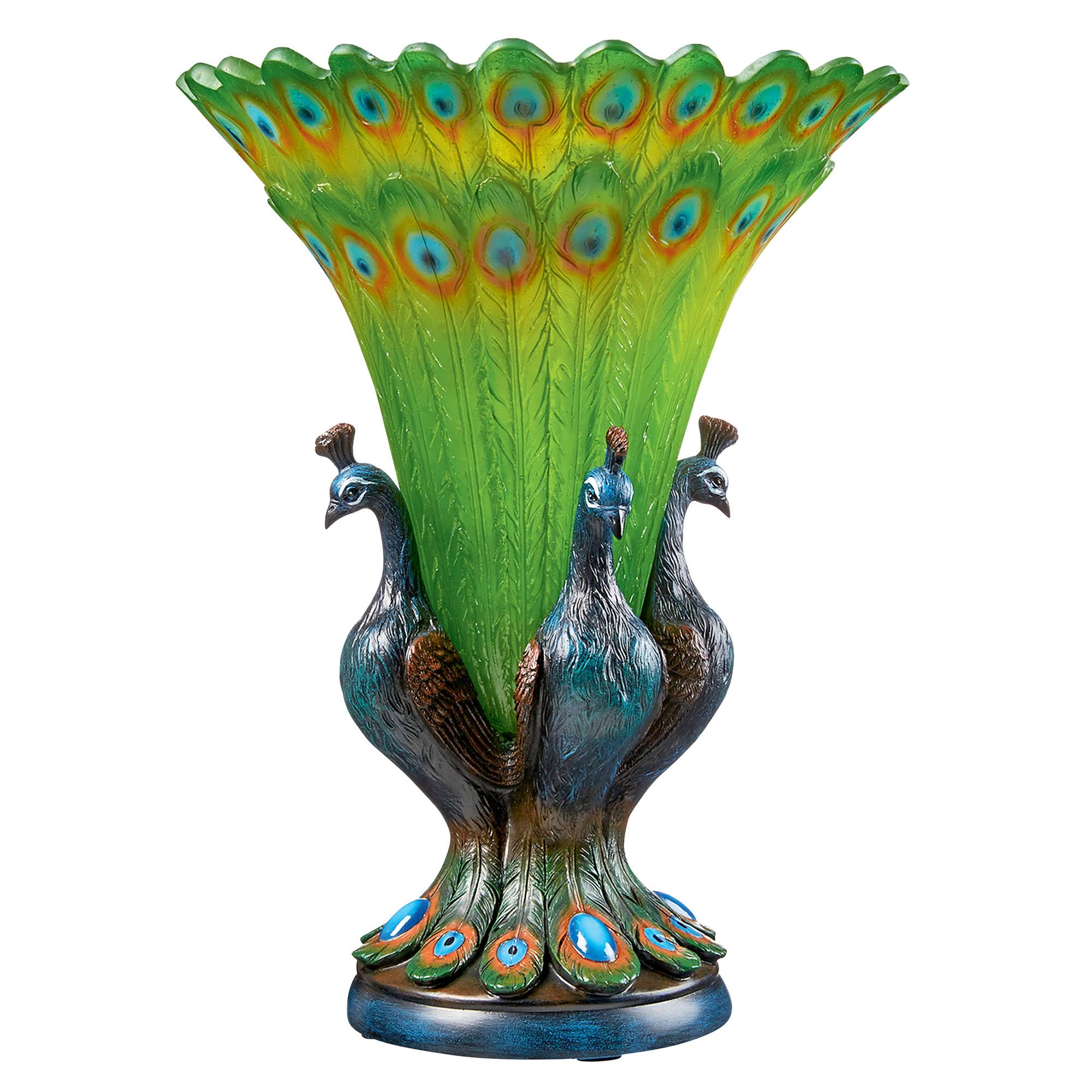 Toscano Grand Plumage Peacock Sculptural Vase KY1043