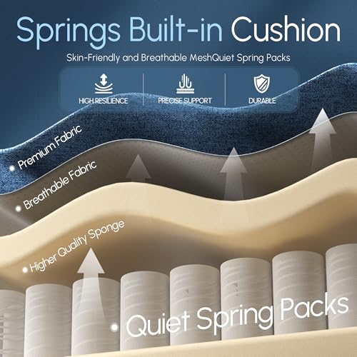 Dowinx Fabric Gaming Chair with Pocket Spring Cushion,Breathable Computer Chair with Massage Lumbar Support and Footrest