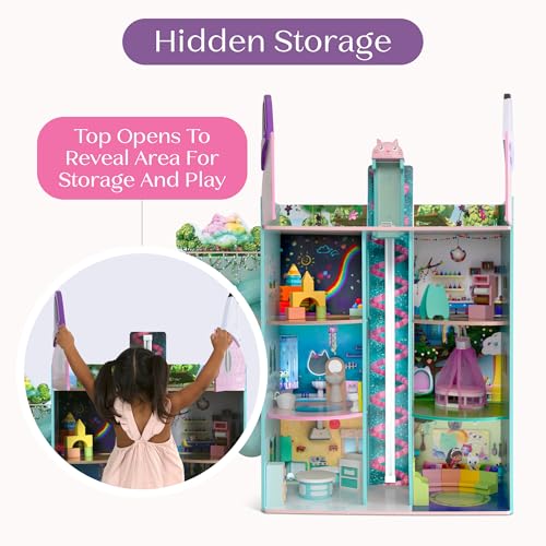Gabby’s Dollhouse Purrfect Playhouse by Delta Children – Features Sounds & Light Up Ears - Includes 20 Accessories - Fits 8-inch Dolls