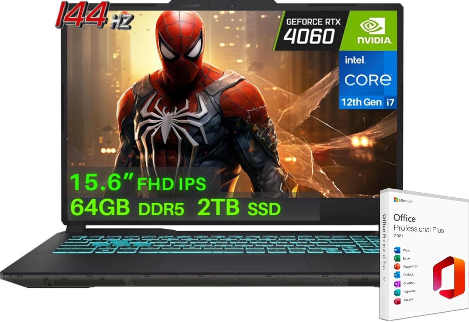 MSI 2024 Newest Cyborg 15 Gaming Laptop, 15.6" 144Hz FHD, Intel 10-Core i7-12650H, NVIDIA GeForce RTX 4060, 64GB DDR5 RAM, 2TB SSD, WiFi 6