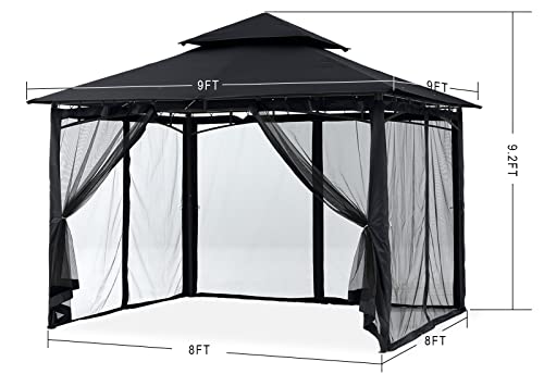 MASTERCANOPY Outdoor Garden Gazebo for Patios with Stable Steel Frame and Netting Walls (11x11,Dark Gray)