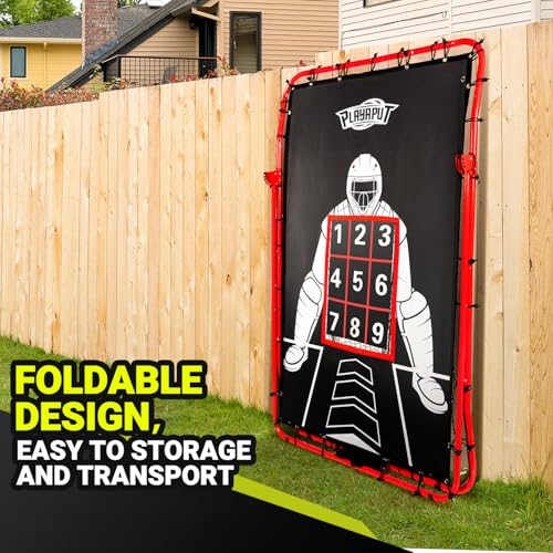 2 in 1 Baseball Rebouder Net and Pitching Net, Adjustable Pitch Back Baseball Rebounder with Strike Zone,Base Ball Bounce Back Net for Pitching