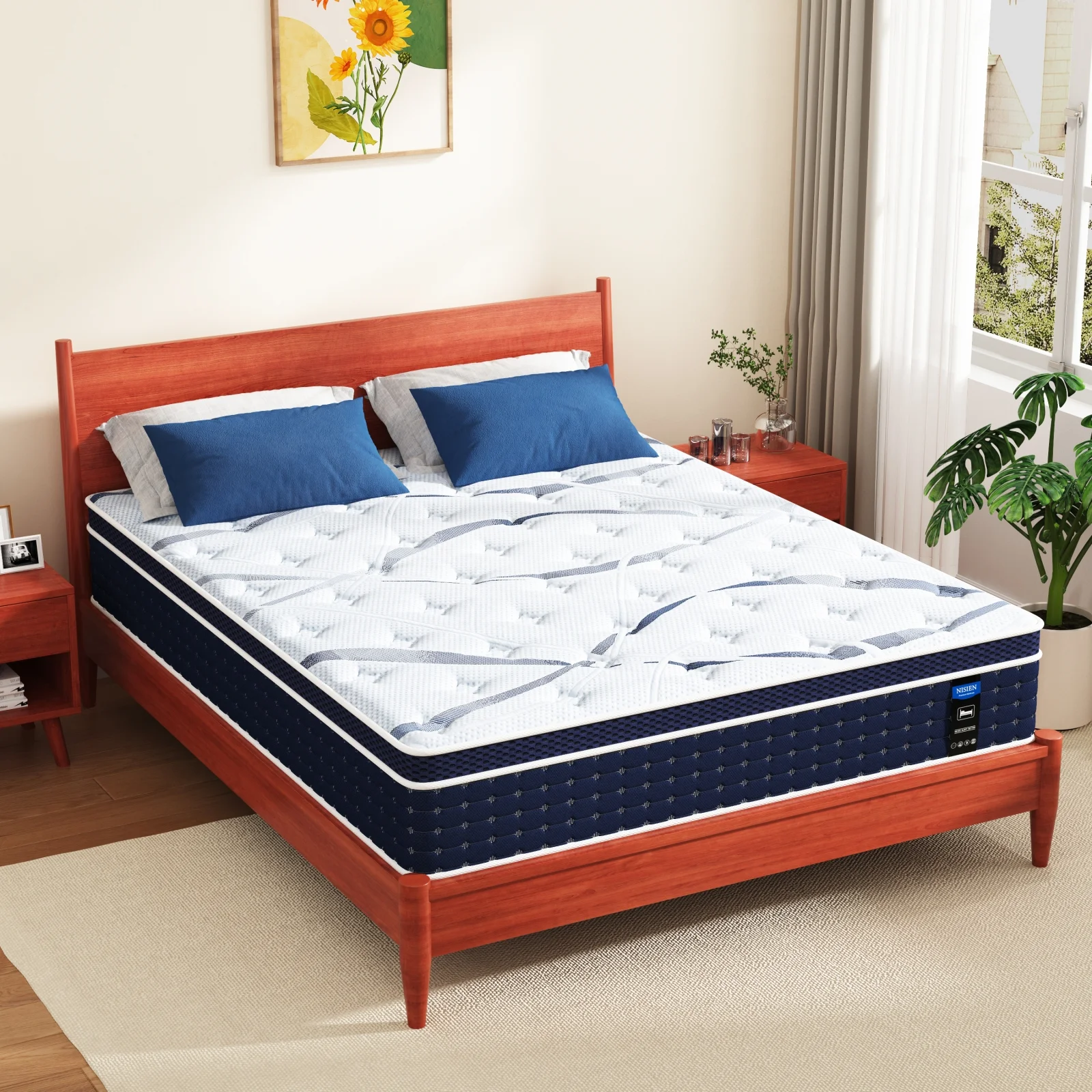 King Mattress,Nisien 12 Inch Hybrid Mattress in a Box, Gel Foam Mattress, Individually Wrapped Pocket Coils Innerspring Mattress