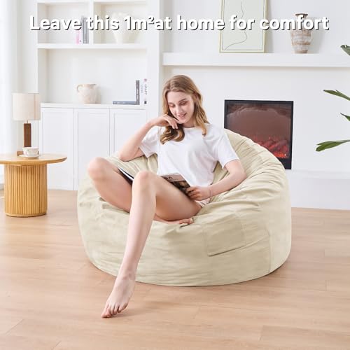 Bean Bag Chairs for Adults - Giant Bean Bag Chair Convertible Bean Bag Bed - Beanbag Chair with Micro Fiber Cover/Furniture Foam Filler