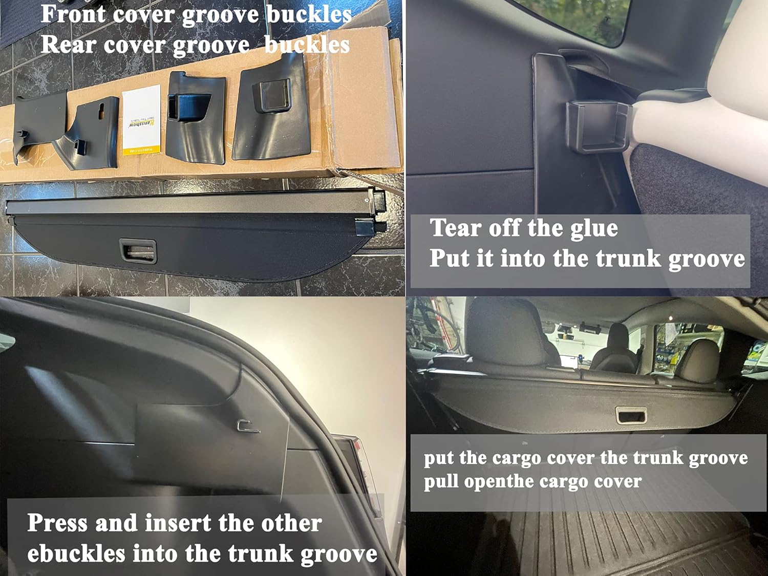 Hansshow Cargo Privacy Cover for Tesla Model Y 2020-2021 Cargo Rear Retractable Trunk Cover (Model Y Trunk Covercanvas) Pack of 2
