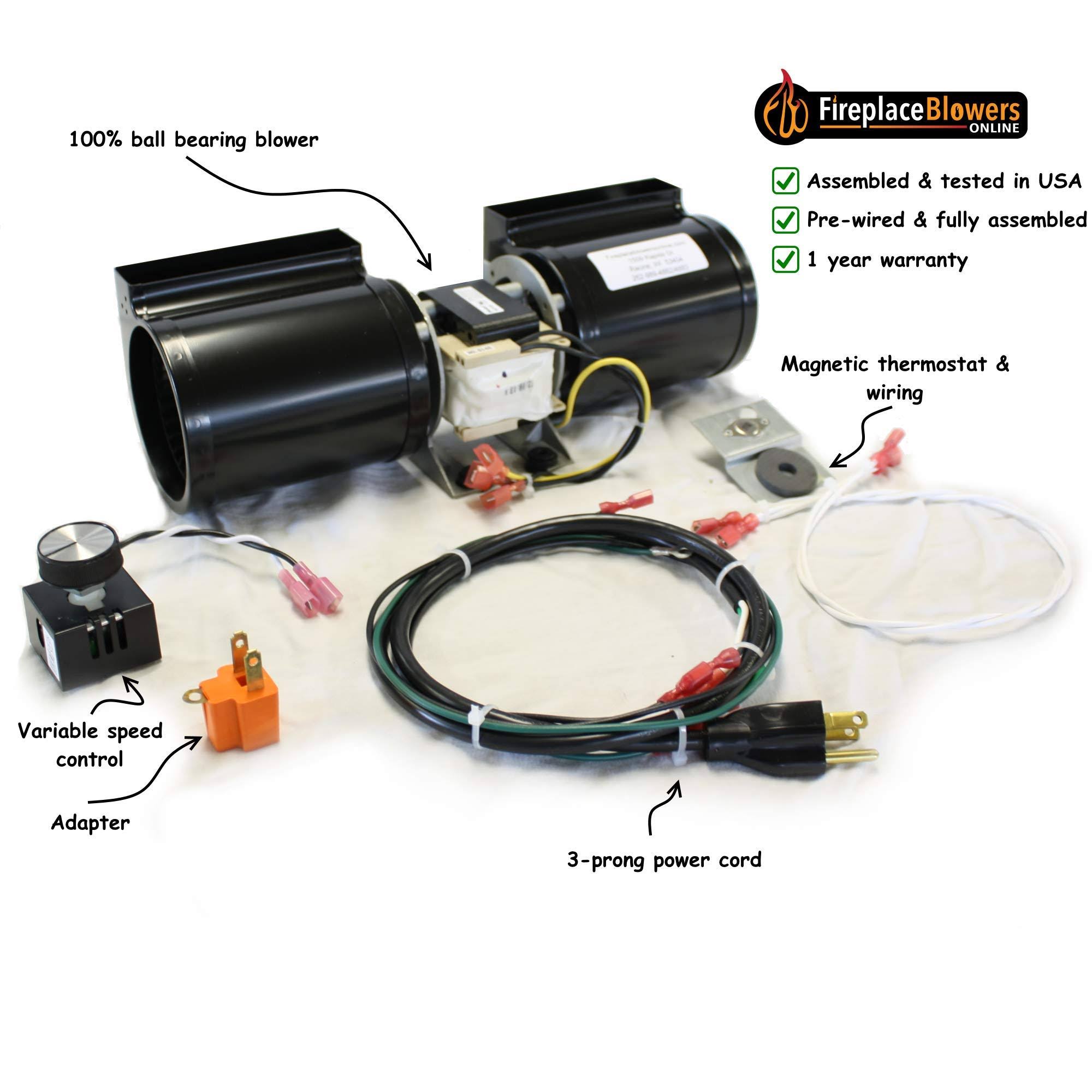 FireplaceBlowersOnline GFK-160 Fireplace Blower Kit for Heat N Glo, Hearth and Home, Quadra Fire