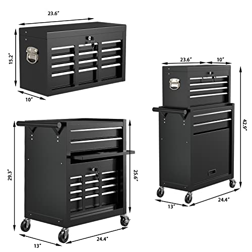 8-Drawer High Capacity Rolling Tool Chest, Removable Cabinet Storage Tool Box with Wheels and Drawers