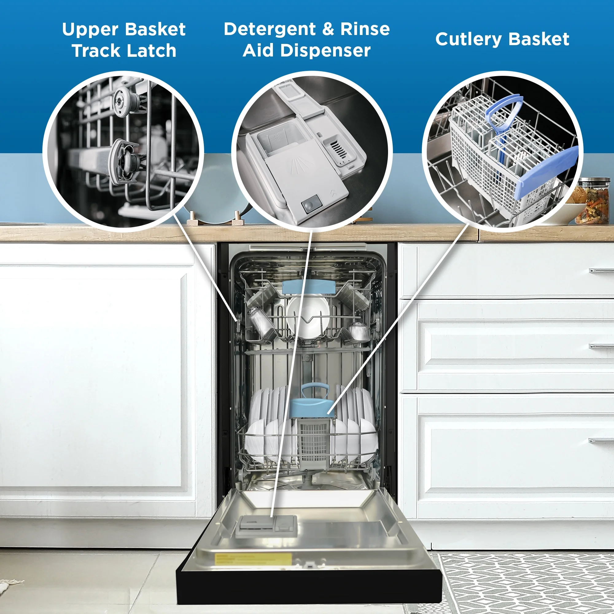 Danby DDW18D1EB 18" Wide Built-in Dishwasher in Black