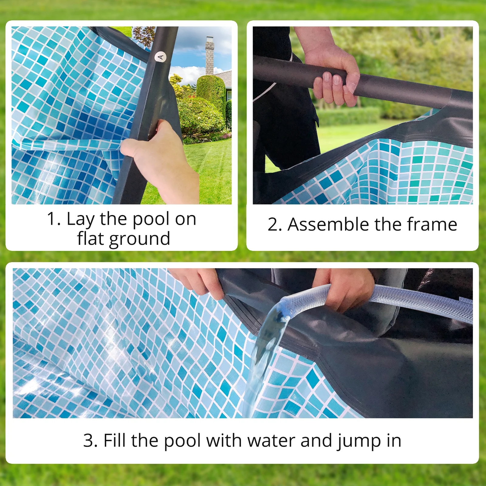 Evajoy 14' x 7' x 48" Rectangle Metal Frame Above Ground Swimming Pool