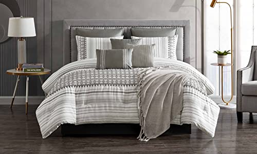 Riverbrook Home 100% Polyester Comforter Set, Queen, Hillcrest - Ivory/Gold, 9 Piece Set