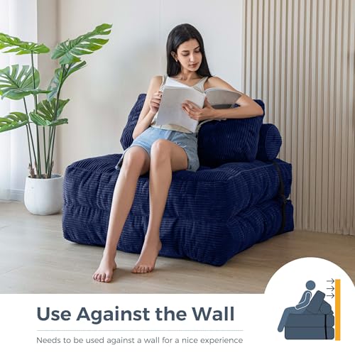 MAXYOYO Folding Sofa Bed, Convertible Sleeper Chair with Pillow Foldable Mattress with Back Support