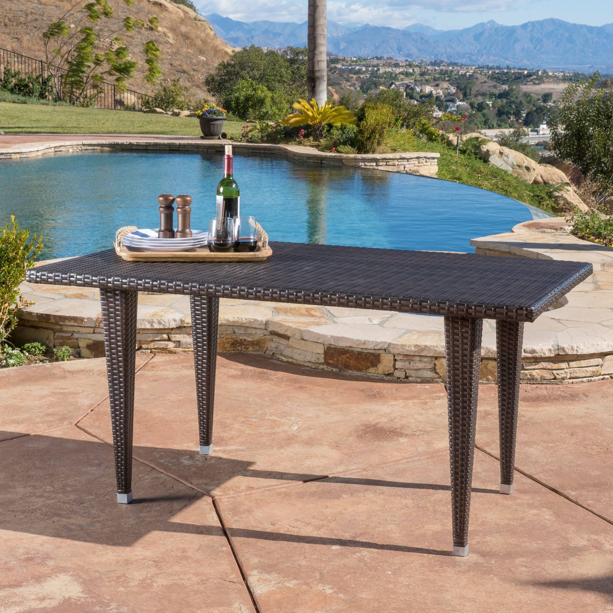 Dominica Rectangle Wicker Table Multi Brown Christopher Knight Home