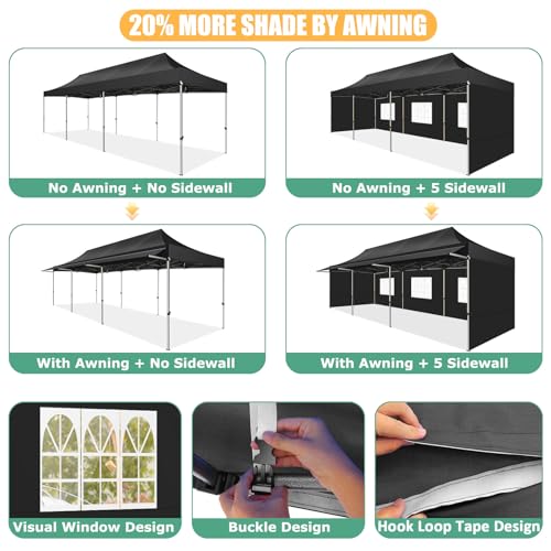 COBIZI 10x10 Pop Up Canopy Tent with Awning