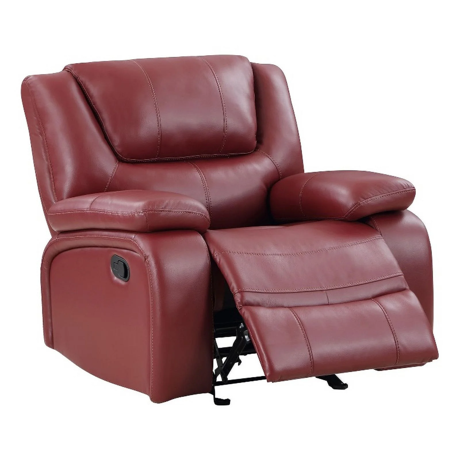 Coaster Transitional Upholstered Faux Leather Glider Recliner in Red