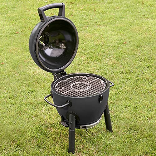 Char-Griller® AKORN® Jr. Portable Kamado Charcoal Grill and Smoker with Cast Iron Grates and Locking Lid with 155 Cooking Square Inches in Ash