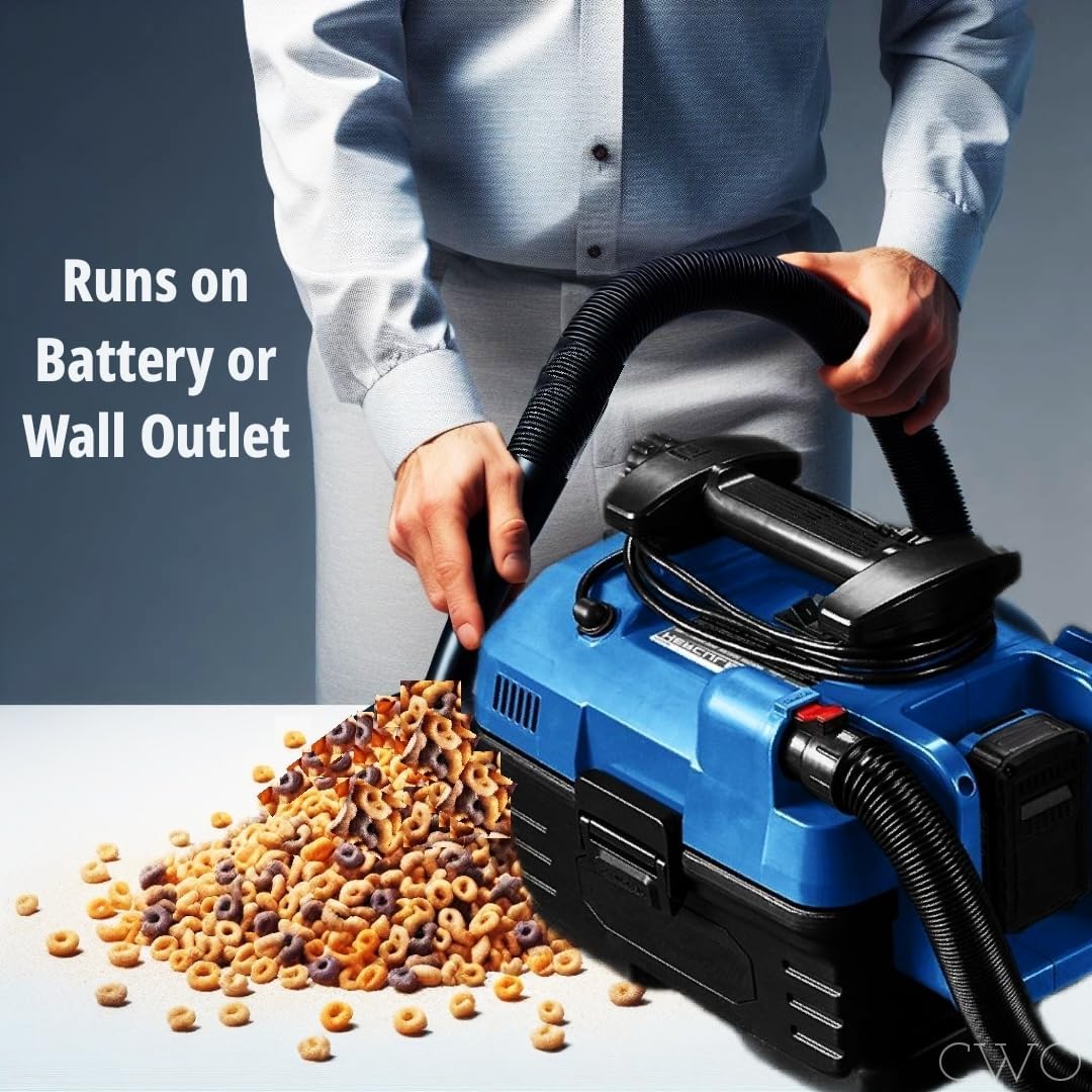 Dual Power 2 Gallon Wet/Dry Portable Vacuum Compatible with Hercules - Tool Only - Run on 120 Volt AC or 20 Volt Lithium Battery