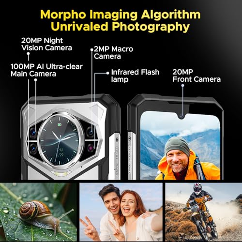DOOGEE S200 Rugged Smartphone 5G Unlocked, 256GB+32GB Rugged Phone with 1.32" Rear Screen, 10100mAh Battery, Android 14