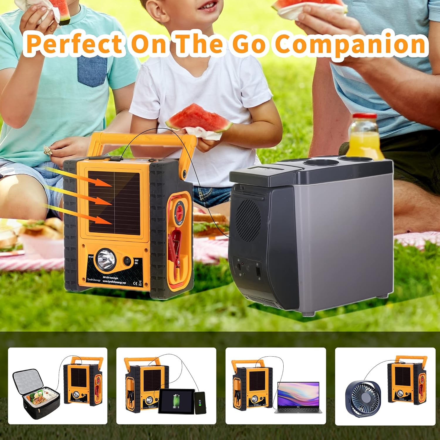 Solar Car Jump Starter 12V 1400 Peak AMPS 8-in-1 Multi Function Power Station with Digital Air Compressor, 400W Inverters, 5V USB Ports