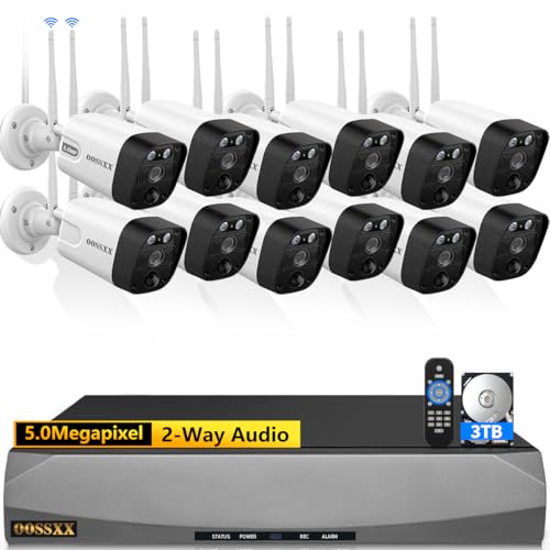2-Way Audio & PIR Detection Dual Antennas Outdoor Wireless Security Camera System 5.5MP Wi-Fi Video Surveillance DVR System