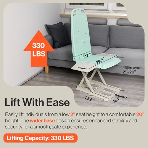 SuperHandy GoRise LT Portable Floor & Bath Lift - Lightest Weight 19lbs, Foldable, 330 Lbs Capacity, IP68 Waterproof Bath tub Lifts for Seniors