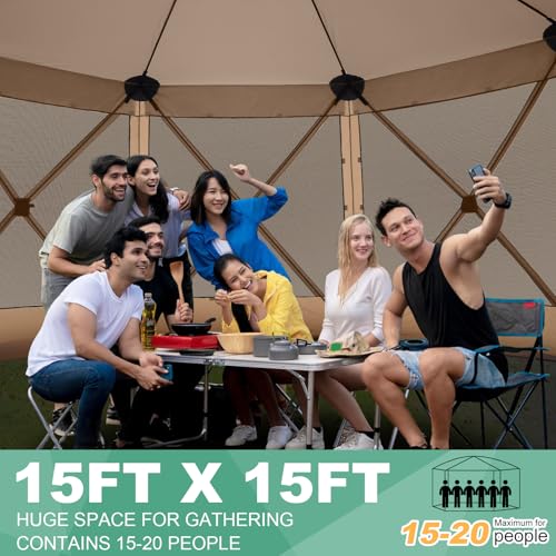 COBIZI 12x12ft Pop up Gazebo Screen Tent Screen House for Camping, Camping Outdoor Screened Gazebo, Canopy Tent