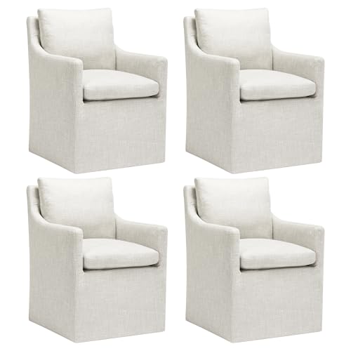 DUHOME Upholstered Dining Chair,Linen Accent Chair for Living Room,Single Sofa with 4 Casters