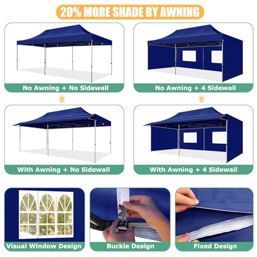 COBIZI 10x10 Pop Up Canopy Tent with Awning