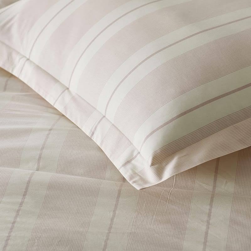 The Company Store Wide Stripe Yarn Dyed Rose 200-Thread Count Cotton Percale Queen Fitted Sheet, Pink