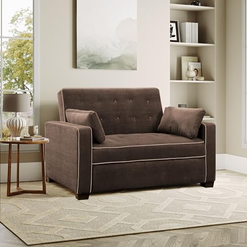 Serta Ainsley 72.6" Convertible Sleeper Sofa, Queen Size, Dreamcoil Comfort, Soft Velvet Fabric, Navy