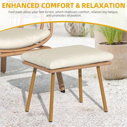 DWVO Egg Chair with Ottoman Outdoor, 370lbs Capacity Wicker Patio Glider Basket Chair with Footrest