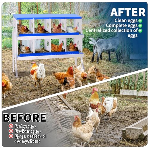 Garvee Chicken Nesting Box with Removable Tray, 8 Compartment Nesting Boxes for Chickens, Easy to Clean and Install