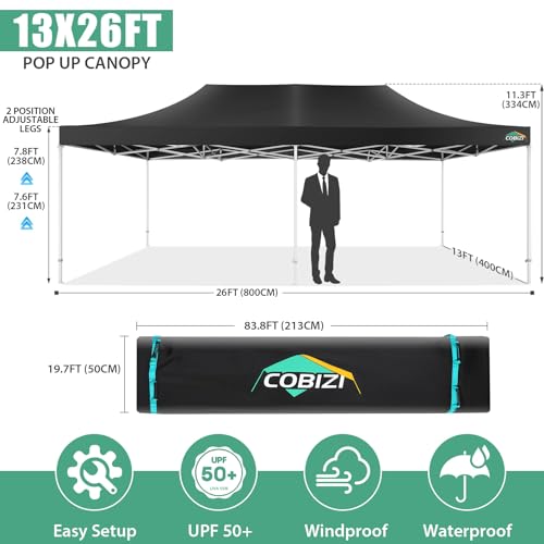 COBIZI 13x26 Pop Up Tent 13x26 Canopy with Sidewalls Heavy Duty Canopy Party Tent for Parties