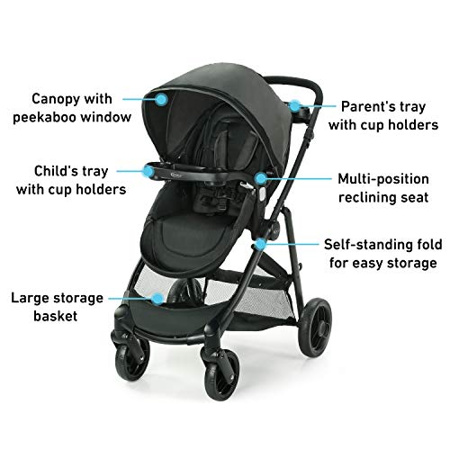 Graco, Modes Element Travel System Includes Baby Stroller with Reversible Seat Extra Storage Child Tray and SnugRide 35 Lite LX Infant Car Seat